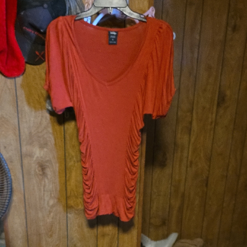 Vanity Orange Ruched Blouse